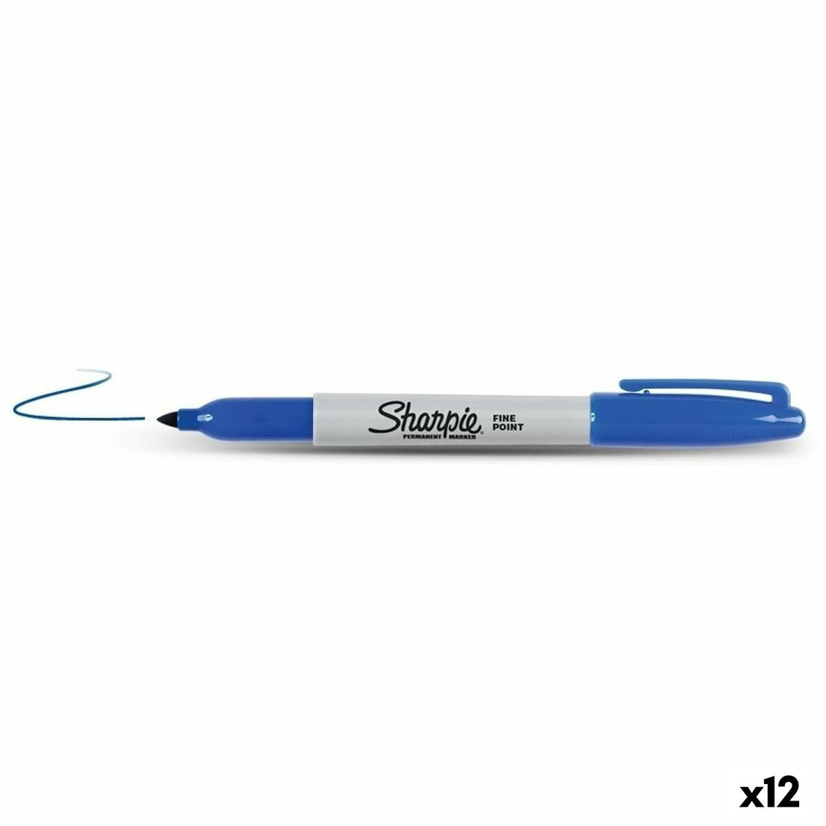 Marker permanent Sharpie Fine Point Albastru (12 Unități) - Birou și papetărie, Pixuri, creioane și articole de scris