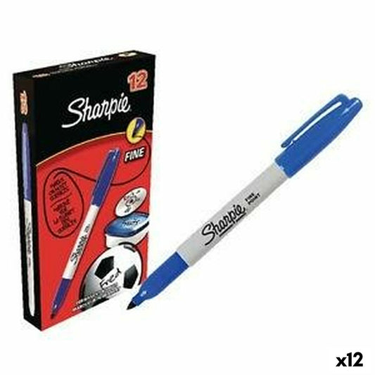 Marker permanent Sharpie Fine Point Albastru (12 Unități) - Birou și papetărie, Pixuri, creioane și articole de scris
