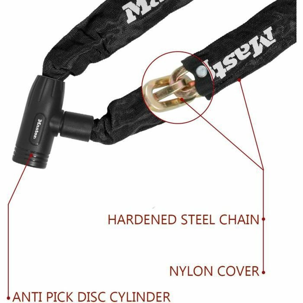 Lacăt cu cheie Master Lock Negru 90 cm - Sport și în aer liber, Ciclism
