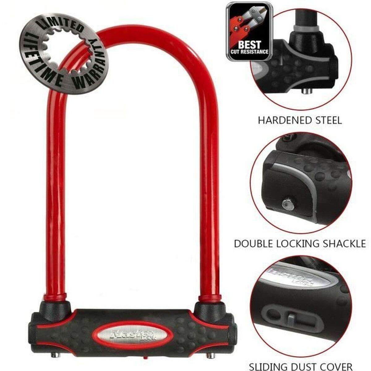 Lacăt cu cheie Master Lock Roșu - Sport și în aer liber, Ciclism
