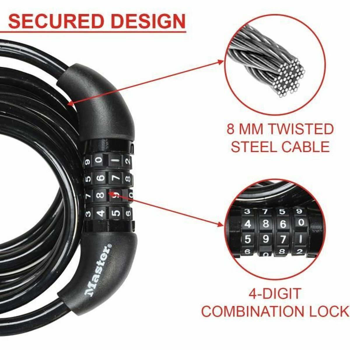 Lanț cu lacăt Master Lock - Sport și în aer liber, Ciclism