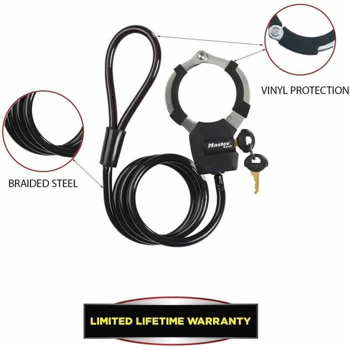Cablu cu lacăt Master Lock Negru - Sport și în aer liber, Ciclism