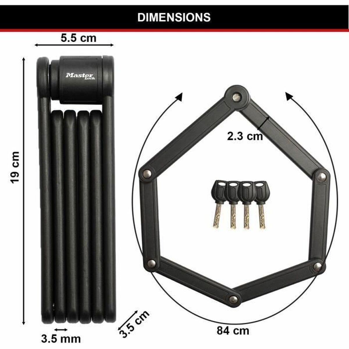 Lacăt cu cheie Master Lock - Sport și în aer liber, Ciclism