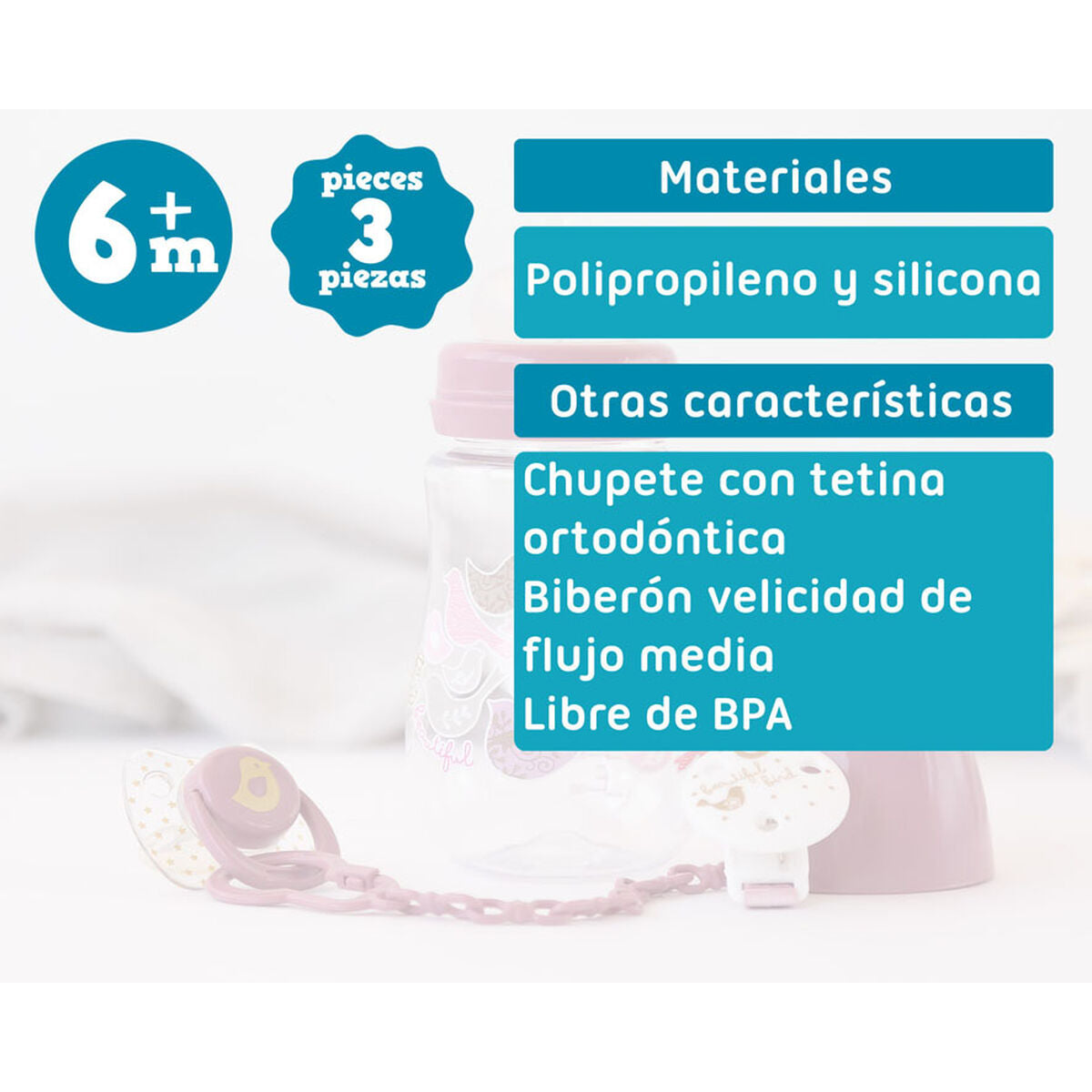 Biberon copil 250 ml Roz - Bebelus, Alăptarea și hrănirea