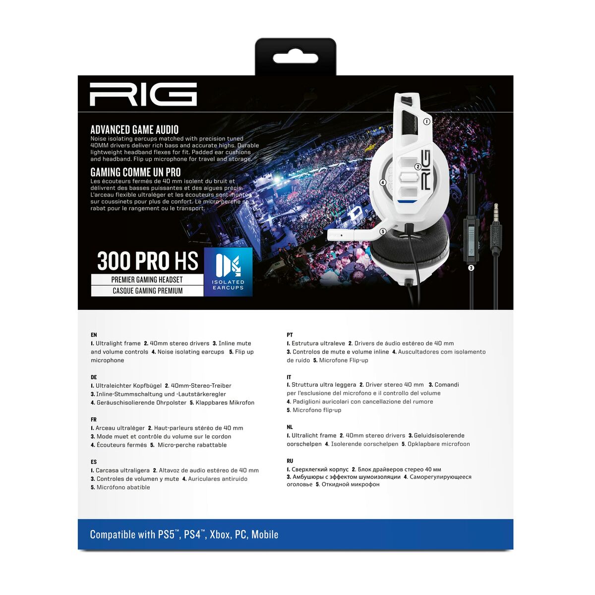 Căști cu Microfon Gaming Nacon RIG 300 PRO HS Alb - Electronică, Joc video