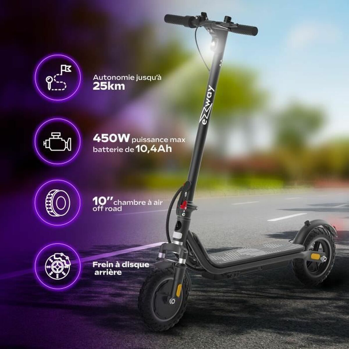 Trotinetă Electrică EZWAY Negru 450 W 25 km/h - Sport și în aer liber, Mobilitate urbană