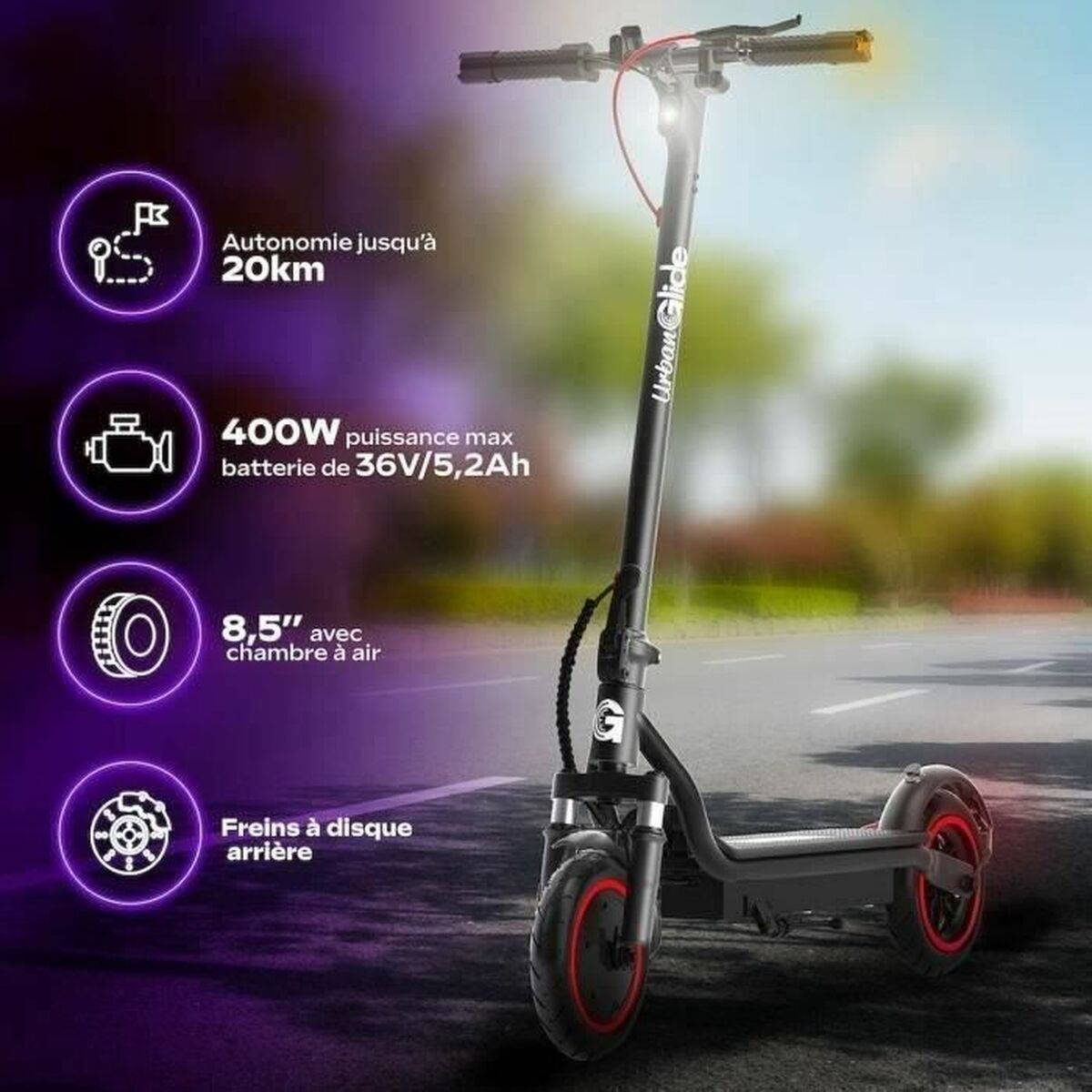 Trotinetă Electrică Urbanglide 85 PLUS Negru 350 W 25 km/h - Sport și în aer liber, Mobilitate urbană