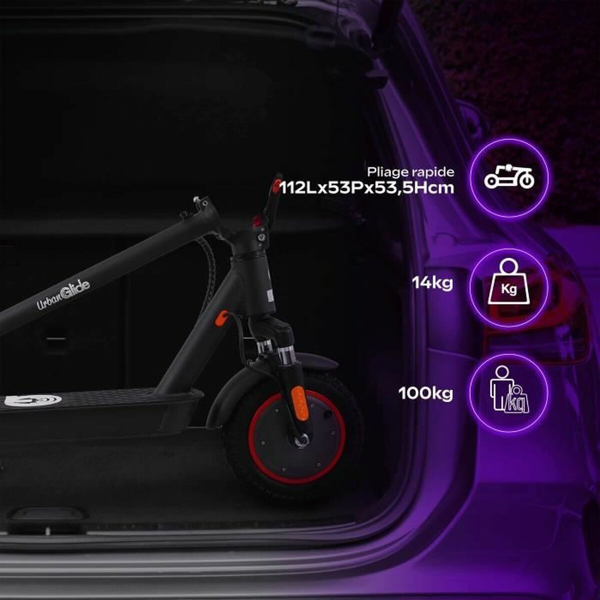 Trotinetă Electrică Urbanglide 100 MAX Negru 350 W 25 km/h - Sport și în aer liber, Mobilitate urbană