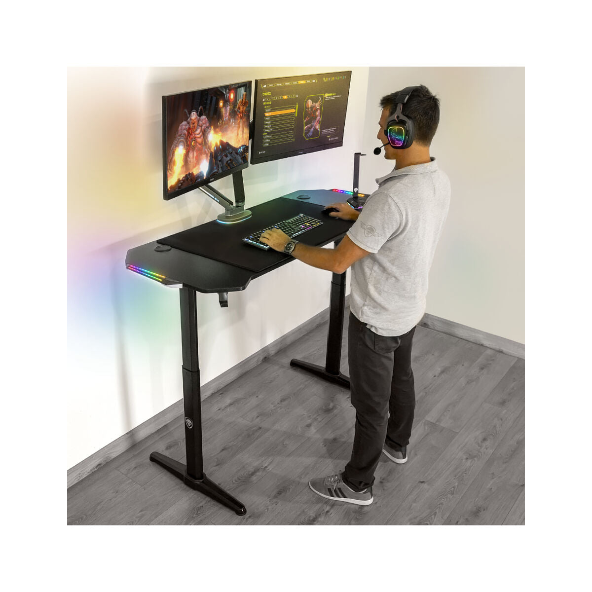 Birou Spirit of Gamer Headquarter 800 Negru Lemn MDF 140 x 60 cm - Acasă și bucătărie, Mobilă