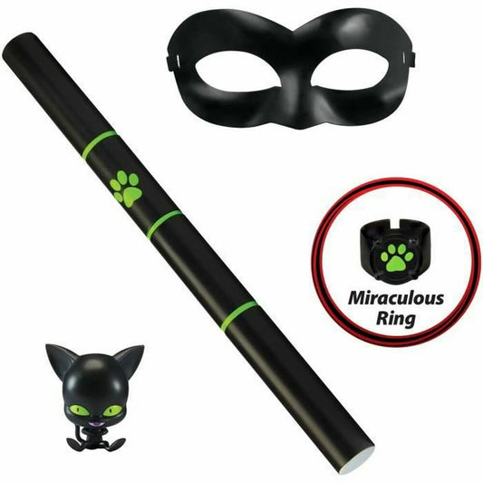 Costum Deghizare pentru Copii Miraculous: Tales of Ladybug & Cat Noir Transformation Set - Cat Noir 4 Piese Negru Multicolor - Jucarii si jocuri, Costume și accesorii