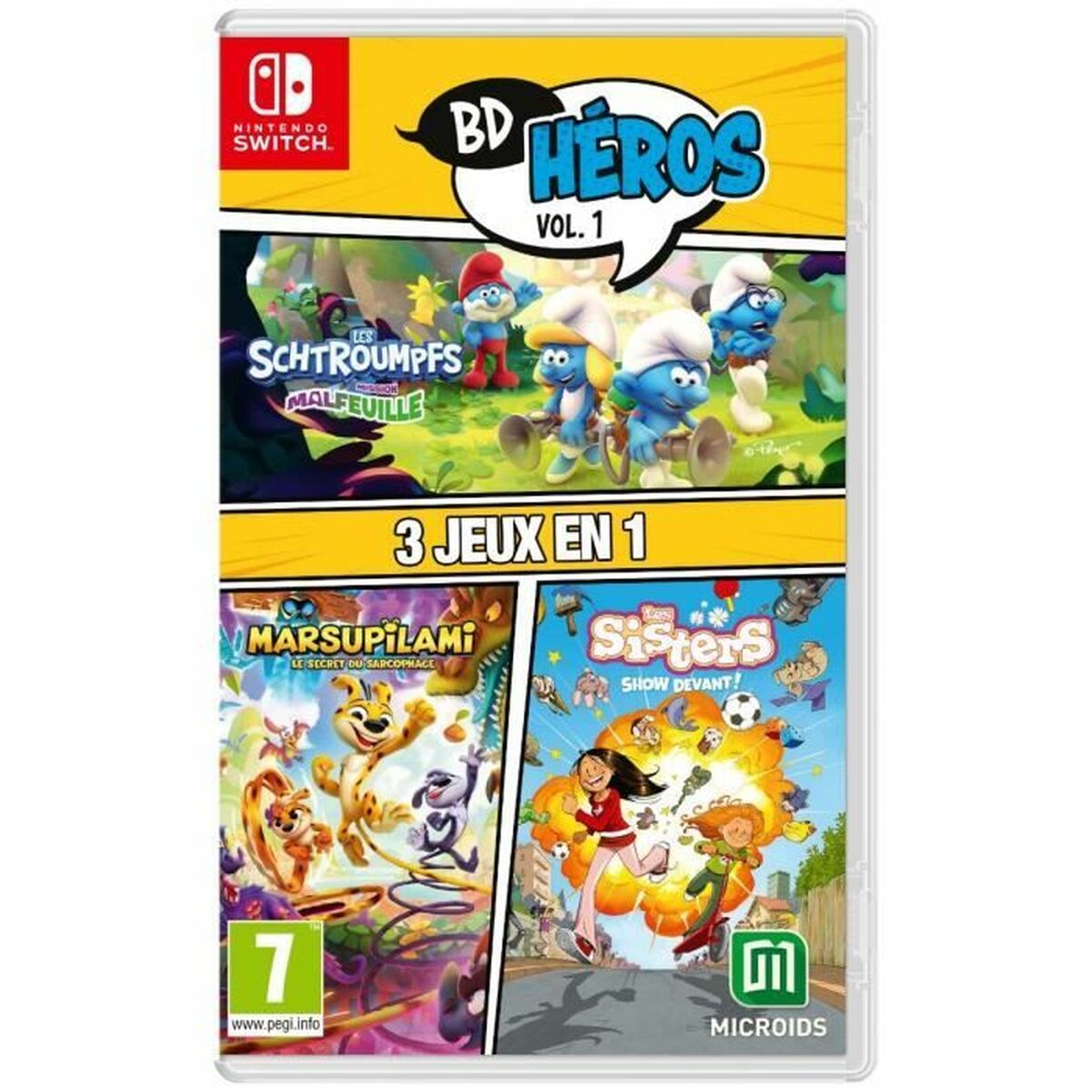 Joc video pentru Switch Microids 3 in 1: Marsupilami + Les Sisters + The Smurfs: Village Party (FR) - Electronică, Joc video
