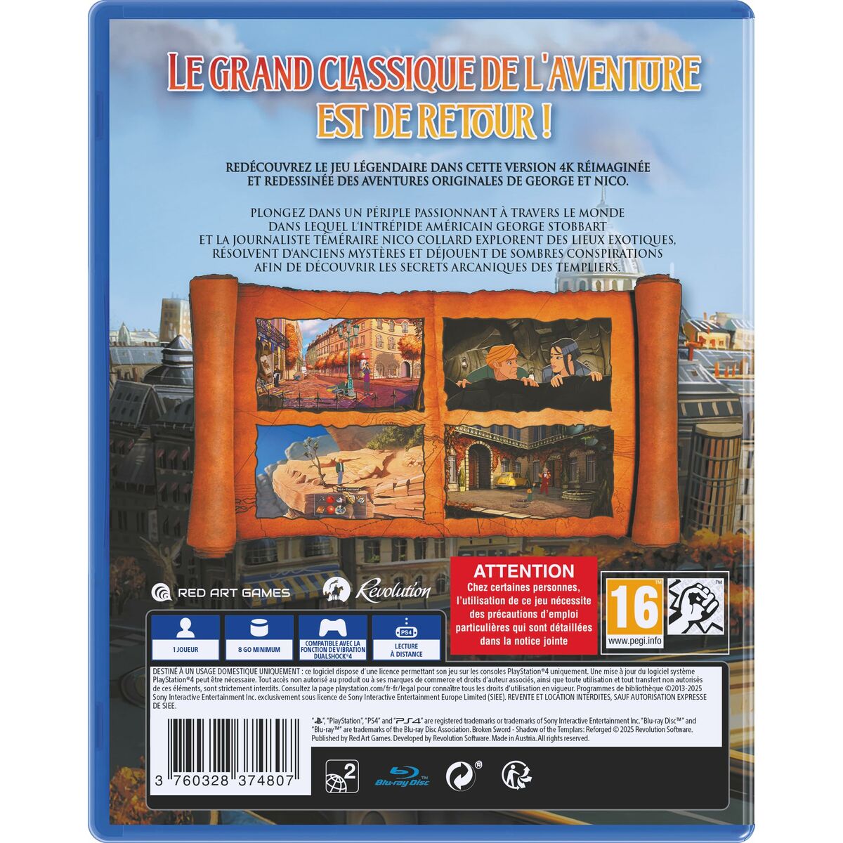Joc video PlayStation 4 Just For Games LES CHEVALIERS DE BAPHOMET - Electronică, Joc video