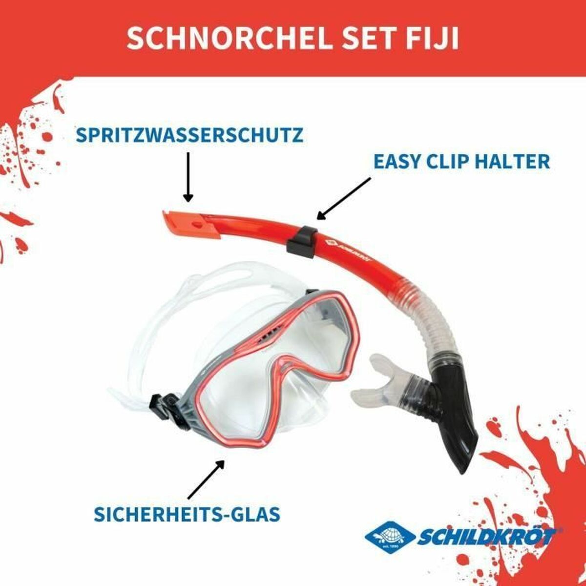 Ochelari de Scufundare cu Tub Schildkröt Roșu Gri Mărime unică - Sport și în aer liber, Sporturi acvatice