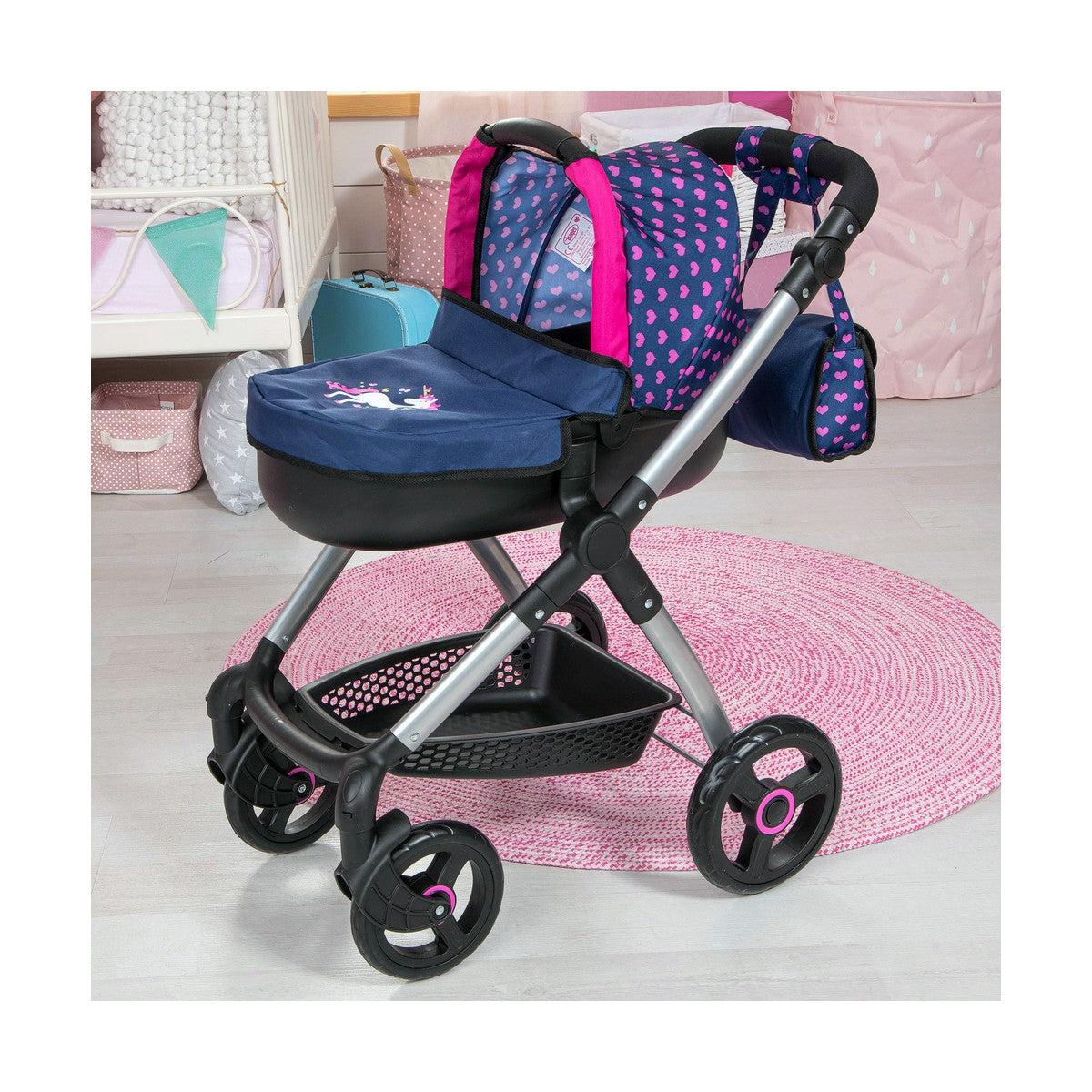 Cărucior pentru Păpuși Reig Stule Pram Bleumarin 63 cm - Jucarii si jocuri, Păpuși și accesorii