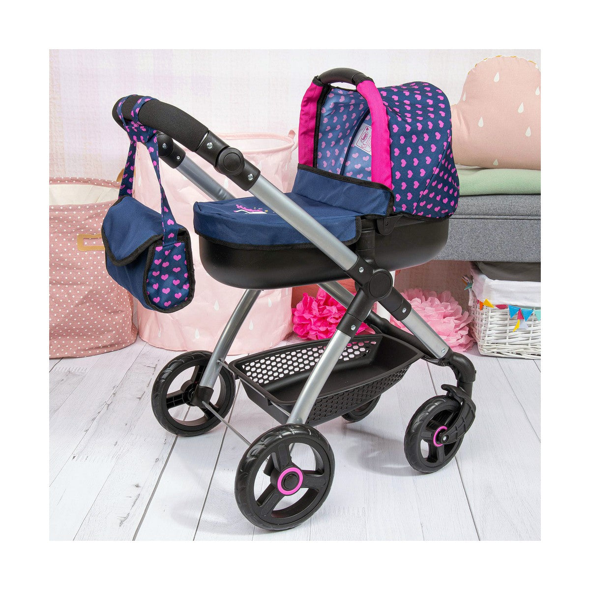 Cărucior pentru Păpuși Reig Stule Pram Bleumarin 63 cm - Jucarii si jocuri, Păpuși și accesorii