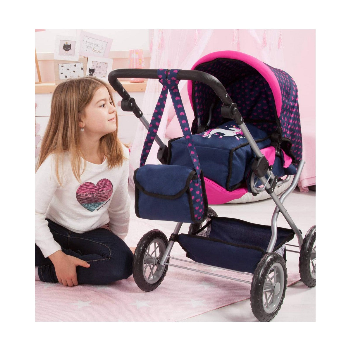 Cărucior pentru Păpuși Reig Big Combi Albastru Roz - Jucarii si jocuri, Păpuși și accesorii