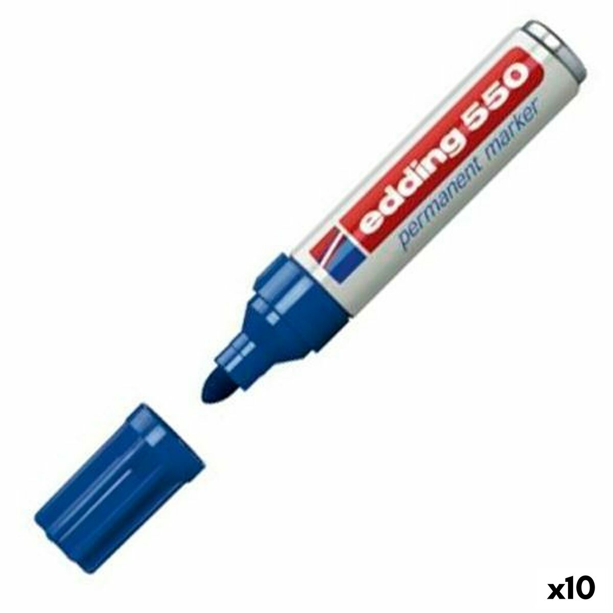 Marker permanent Edding 550 Albastru (10 Unități) - Birou și papetărie, Pixuri, creioane și articole de scris