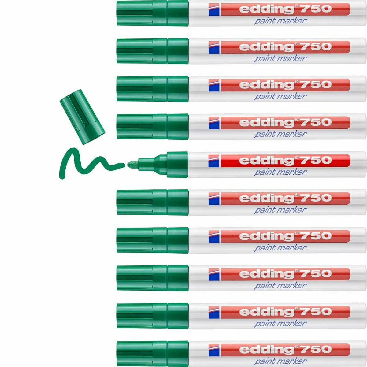 Marker permanent Edding 750 Verde (10 Unități) - Birou și papetărie, Pixuri, creioane și articole de scris