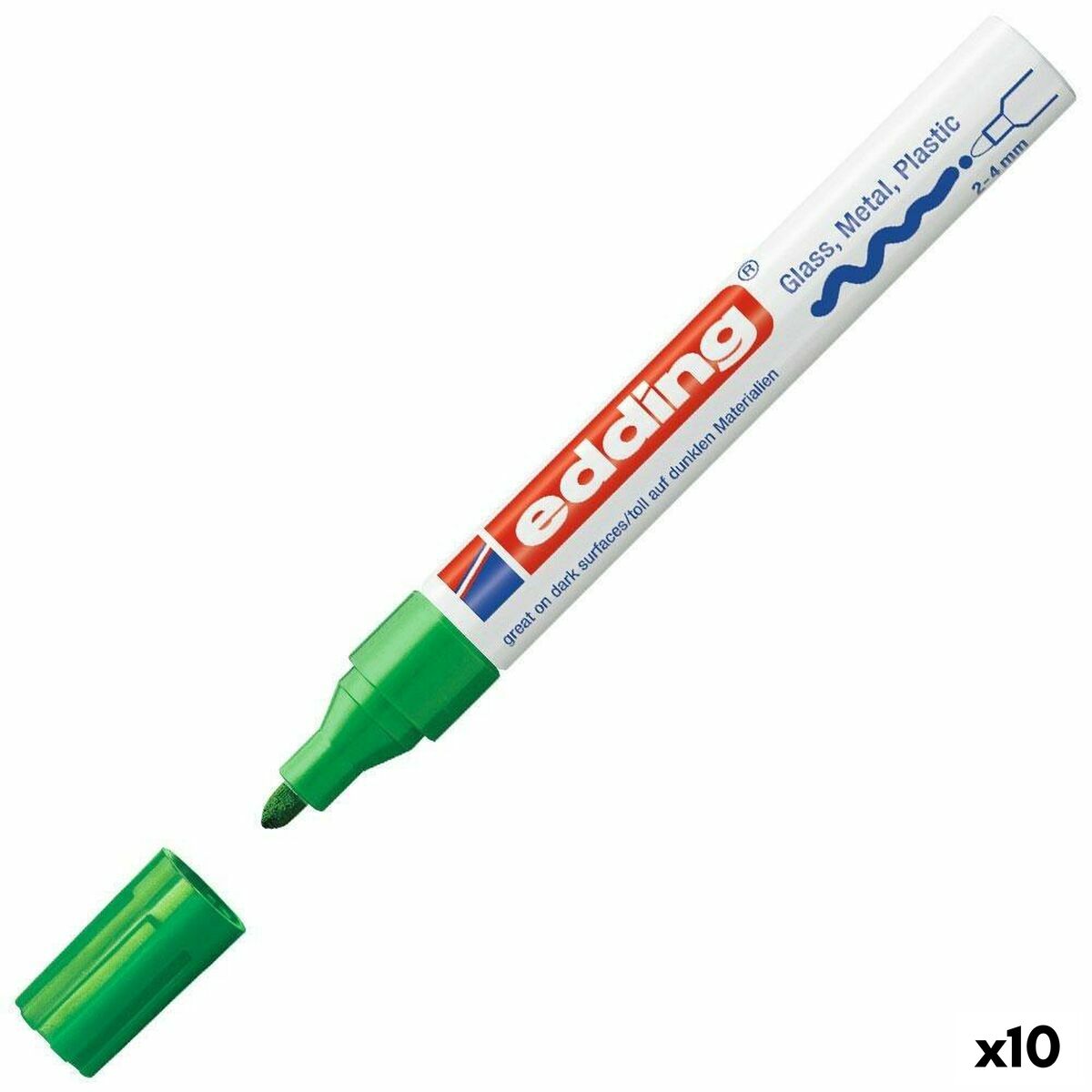Marker permanent Edding 750 Verde (10 Unități) - Birou și papetărie, Pixuri, creioane și articole de scris