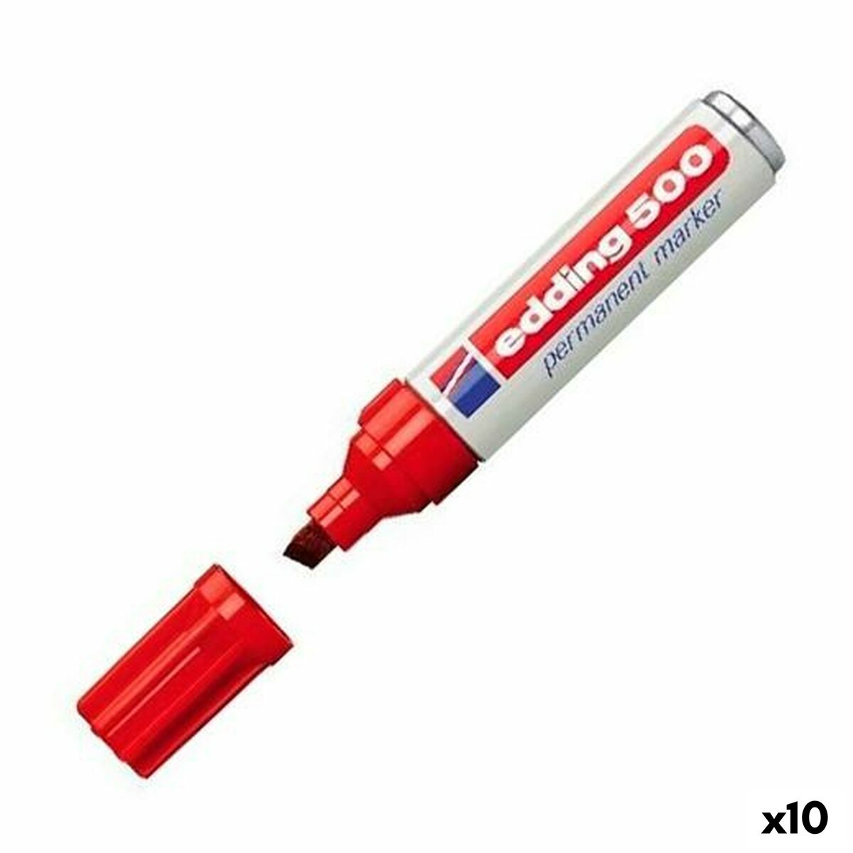 Marker permanent Edding 500 Roșu (10 Unități) - Birou și papetărie, Pixuri, creioane și articole de scris