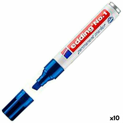 Marker permanent Edding Nº1 Albastru (10 Unități) - Birou și papetărie, Pixuri, creioane și articole de scris