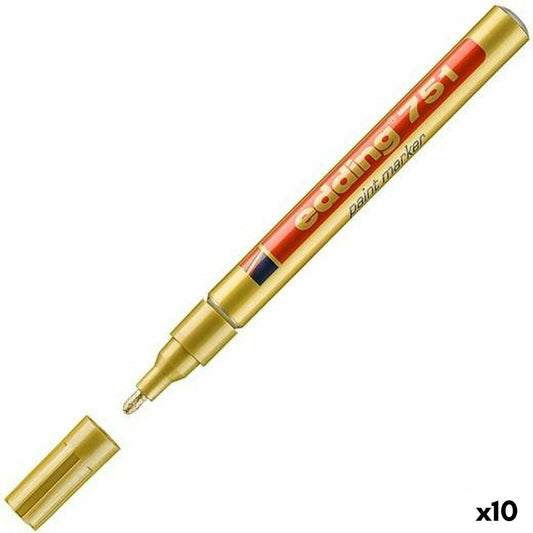 Marker permanent Edding 751 Auriu* 1-2 mm (10 Unități) - Birou și papetărie, Pixuri, creioane și articole de scris