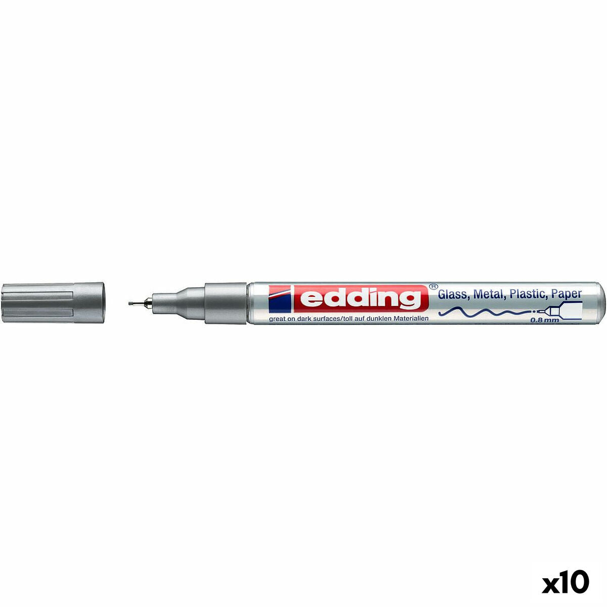Marker permanent Edding 780 Argintiu (10 Unități) - Birou și papetărie, Pixuri, creioane și articole de scris