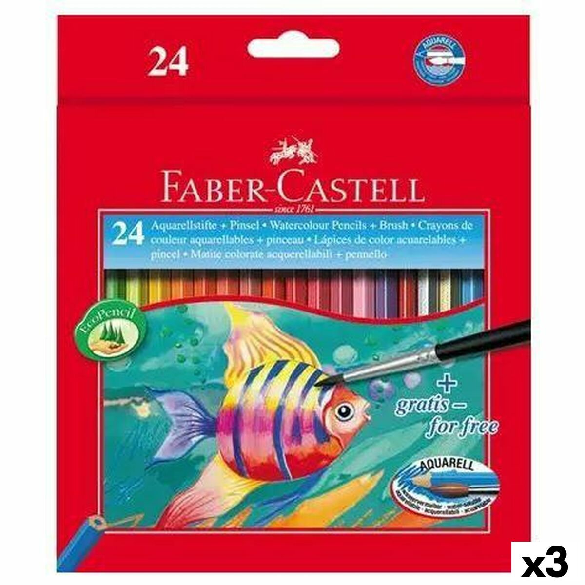 Creioane colorate acuarelă Faber-Castell Multicolor 3 Piese - Birou și papetărie, Arte și Meserii