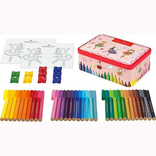Set de Carioci Faber-Castell Connector Cutie din Metal Balerină Multicolor (9 Unități) - Birou și papetărie, Pixuri, creioane și articole de scris