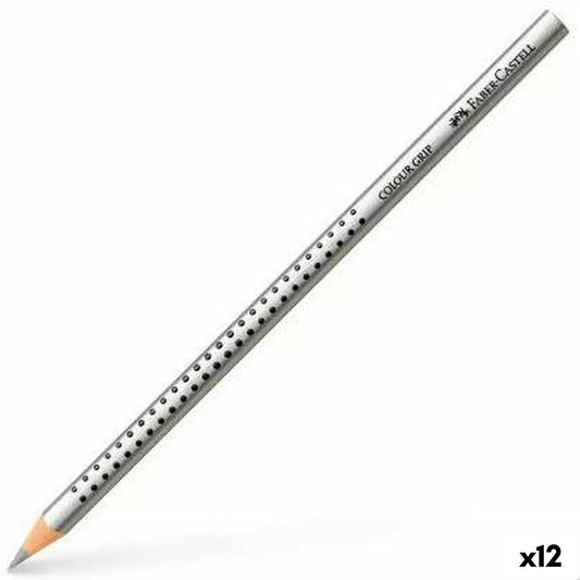 Creioane culori Faber-Castell Colour Grip Argintiu (12 Unități) - Birou și papetărie, Arte și Meserii