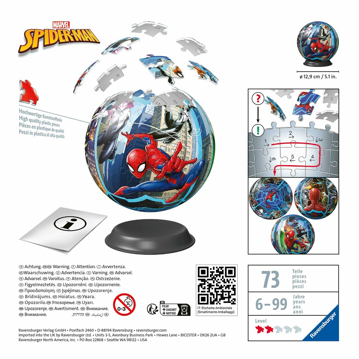 Puzzle 3D Spider-Man Míč 76 Piese - Jucarii si jocuri, Puzzle-uri și puzzle-uri