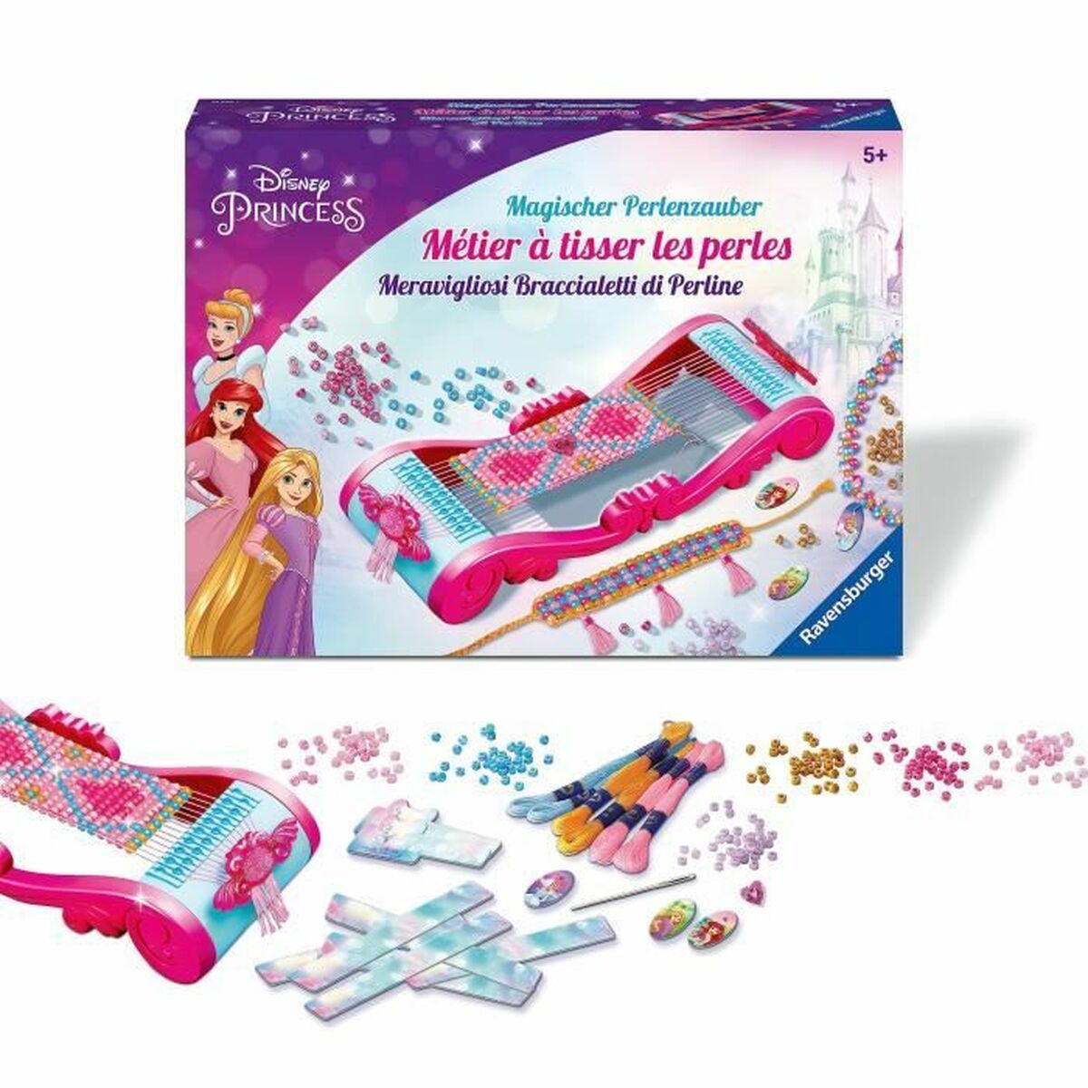 Kit de Creare Brățări și Coliere Ravensburger Disney Princesses loom Fashion creation Plastic - Jucarii si jocuri, Activități creative