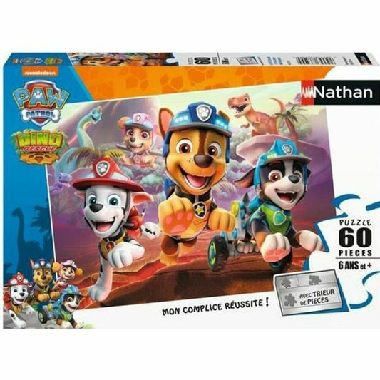 Puzzle Nathan Paw Patrol to the rescue of the dinosaurs 60 Piese - Jucarii si jocuri, Puzzle-uri și puzzle-uri