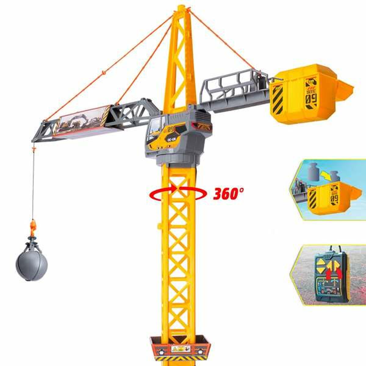 Macara de jucărie Smoby Mighty Crane Control radio Galben Gri - Jucarii si jocuri, Vehicule