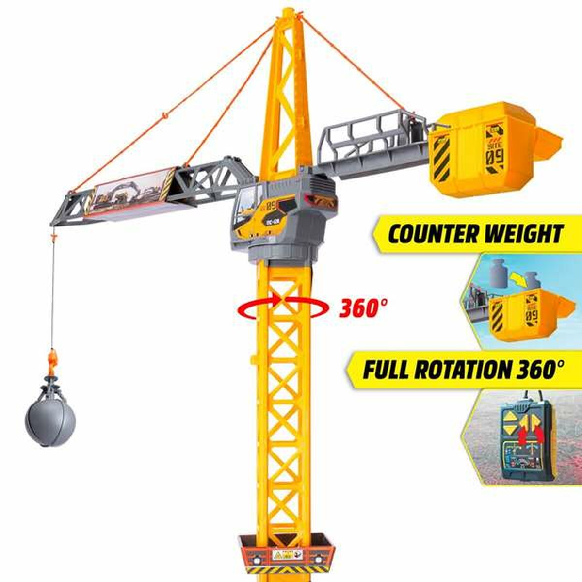 Macara de jucărie Smoby Mighty Crane Control radio Galben Gri - Jucarii si jocuri, Vehicule