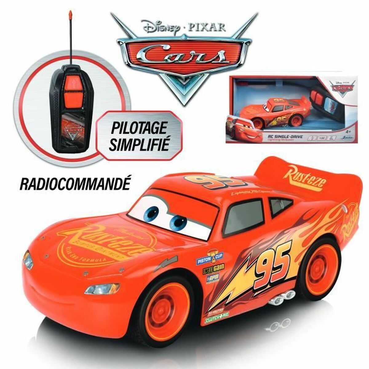 Mașinuță RC Fulger McQueen (Lightning McQueen), Disney Pixar Cars, 1:32, 27 MHz, Jada Toys, 4+ Ani - Jucarii si jocuri, Imitații de jocuri