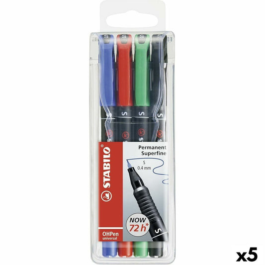 Set de Carioci Stabilo OHPEN UNIVERSAL Multicolor 0,4 mm 4 Piese (5 Unități) - Birou și papetărie, Pixuri, creioane și articole de scris
