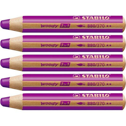 Creioane culori Stabilo Woody Liliachiu 3 în 1 (5 Unități) - Birou și papetărie, Arte și Meserii