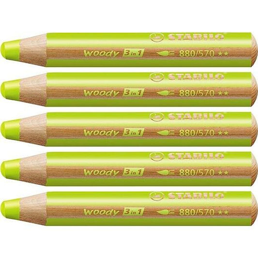 Creioane culori Stabilo Woody Verde 3 în 1 (5 Unități) - Birou și papetărie, Arte și Meserii