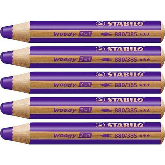 Creioane culori Stabilo Woody Violet 3 în 1 (5 Unități) - Birou și papetărie, Arte și Meserii