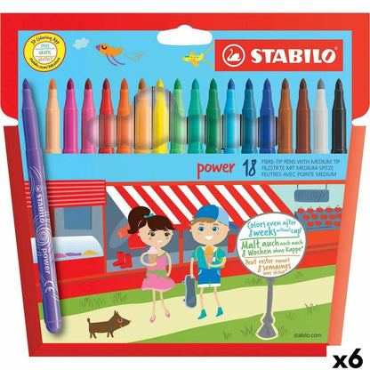 Set de Carioci Stabilo POWER Multicolor 18 Piese (6 Unități) - Birou și papetărie, Pixuri, creioane și articole de scris