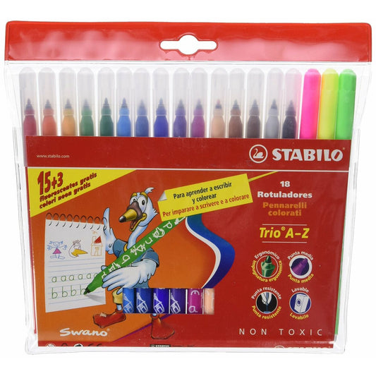 Set de Carioci Stabilo 378/1-18-01 Multicolor (18 Piese) - Birou și papetărie, Pixuri, creioane și articole de scris