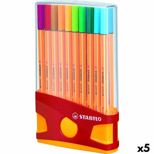 Set de Carioci Stabilo POINT 88 Multicolor 20 Piese (5 Unități) - Birou și papetărie, Pixuri, creioane și articole de scris