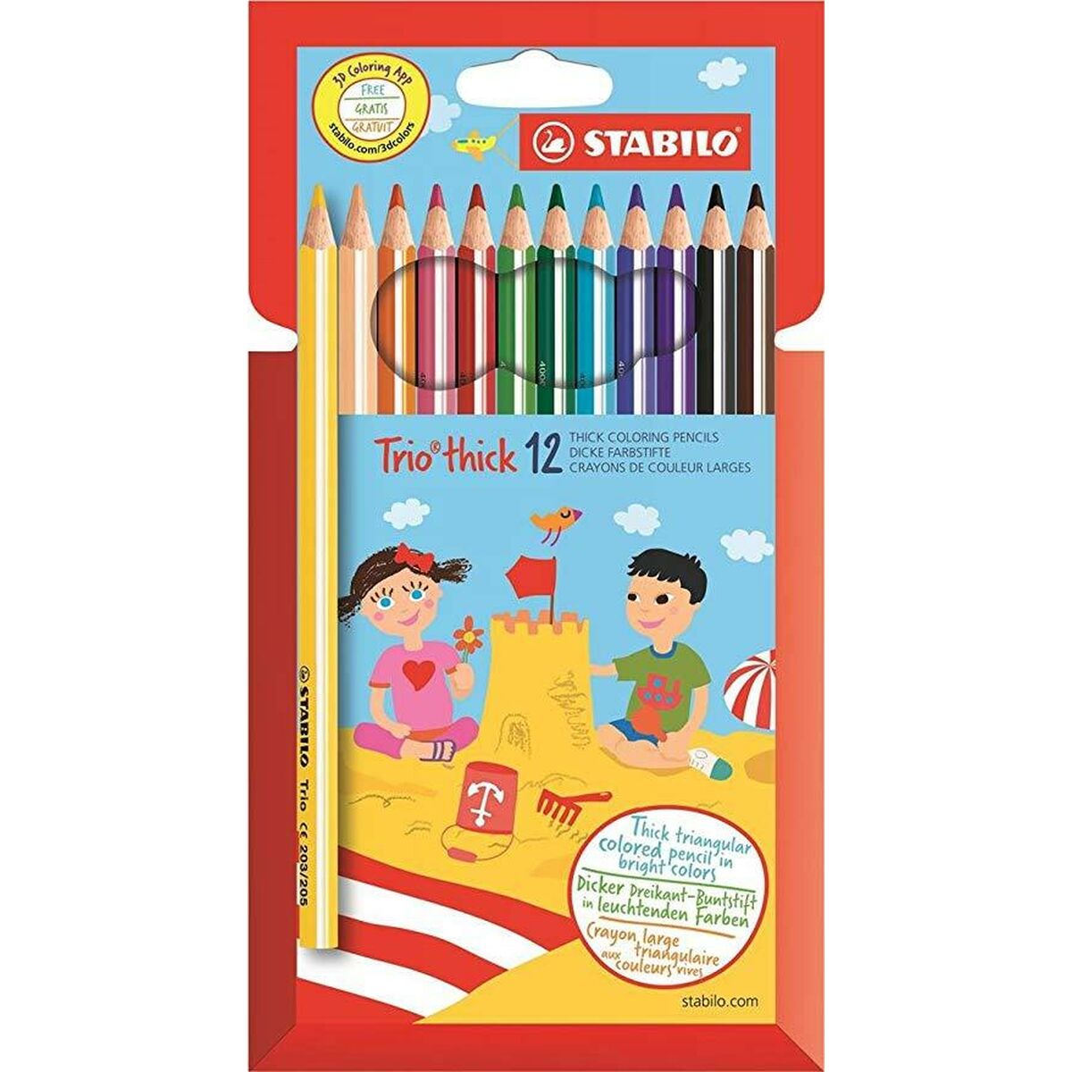 Creioane culori Stabilo Trio Tick Multicolor (6 Unități) - Birou și papetărie, Arte și Meserii