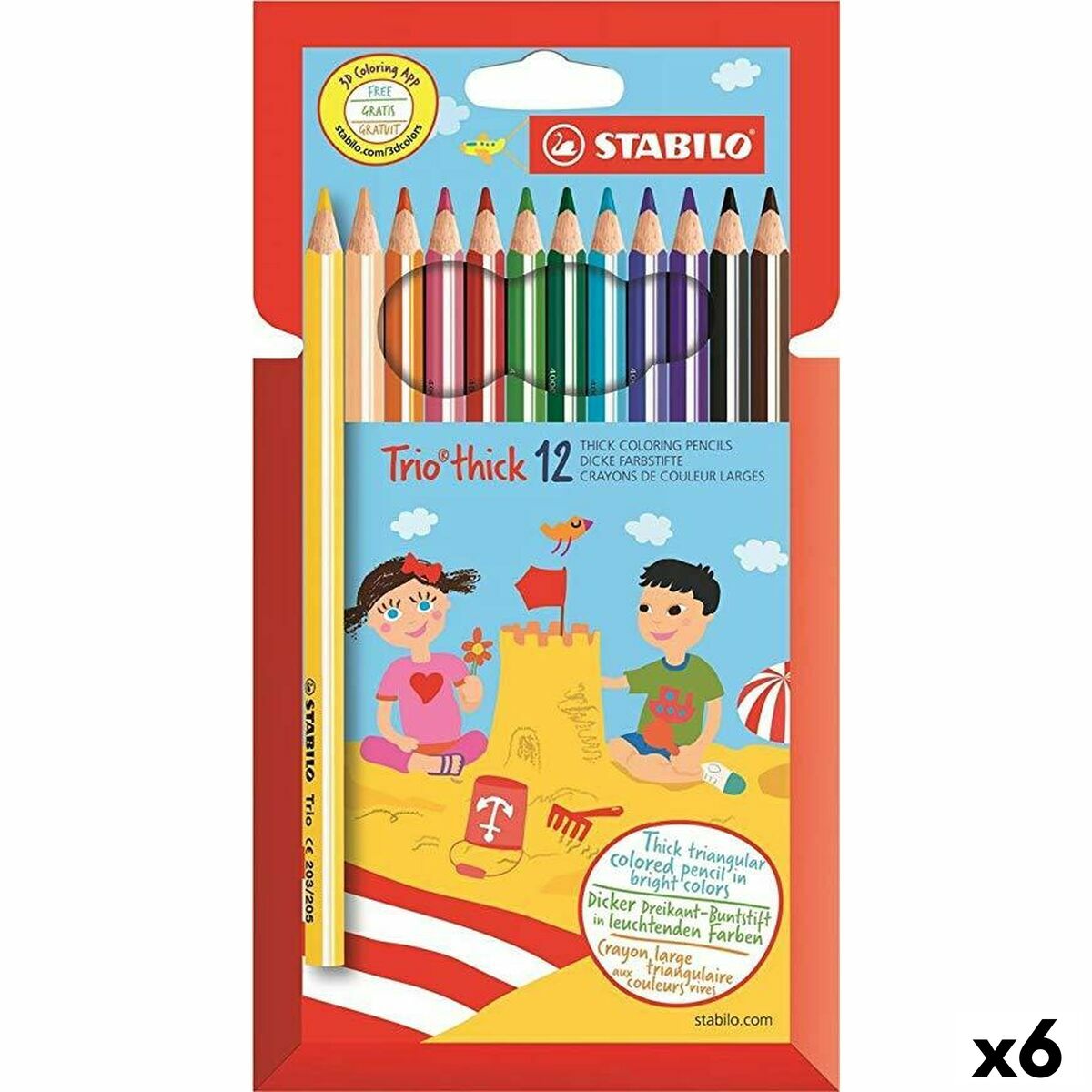 Creioane culori Stabilo Trio Tick Multicolor (6 Unități) - Birou și papetărie, Arte și Meserii