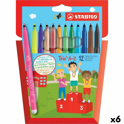 Set de Carioci Stabilo Trio AZ Multicolor (6 Unități) - Birou și papetărie, Pixuri, creioane și articole de scris