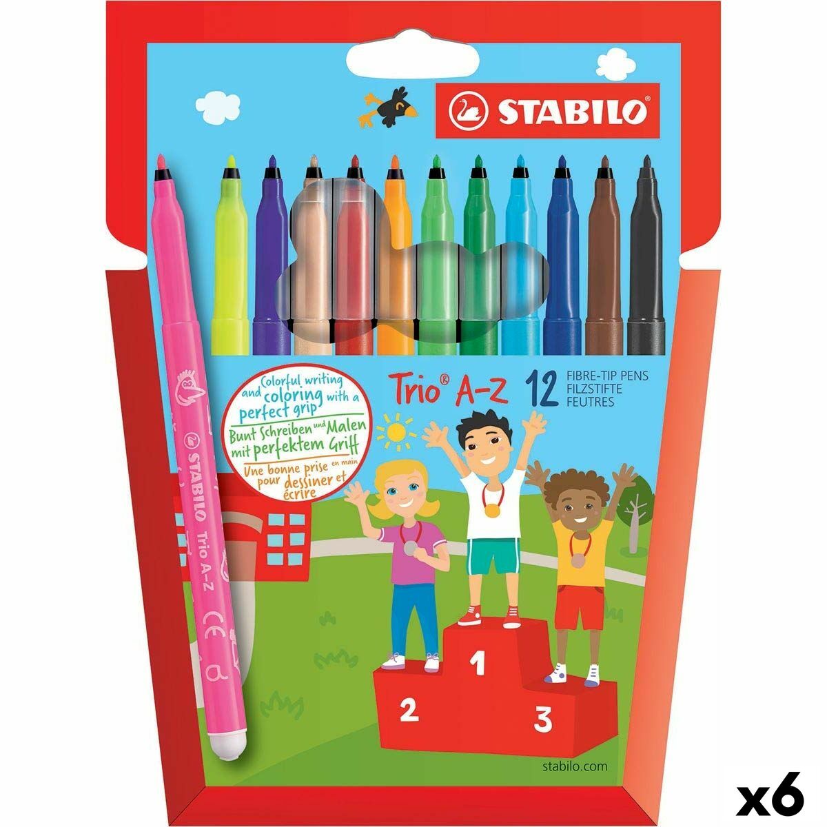 Set de Carioci Stabilo Trio AZ Multicolor (6 Unități) - Birou și papetărie, Pixuri, creioane și articole de scris