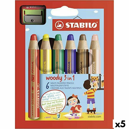 Creioane culori Stabilo Woody Multicolor 6 Piese (5 Unități) - Birou și papetărie, Arte și Meserii