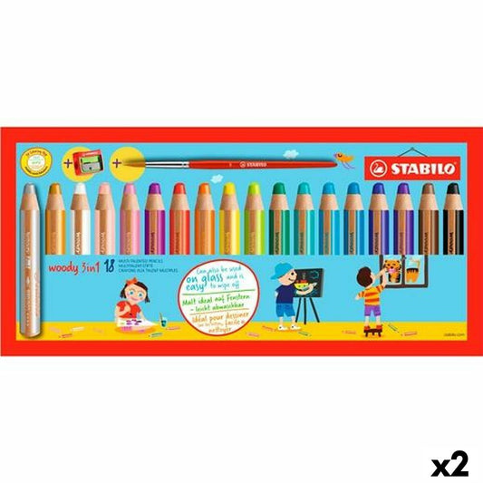 Creioane culori Stabilo Multicolor 18 Piese (2 Unități) - Birou și papetărie, Arte și Meserii