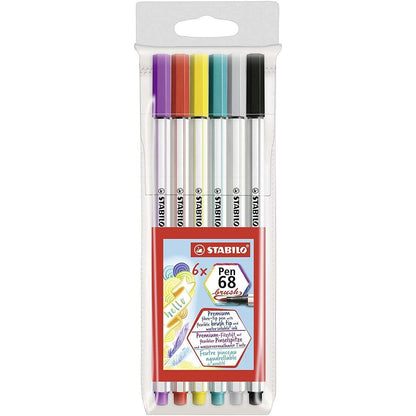 Set de Carioci Stabilo Pen 68 Brush Multicolor (10 Unități) - Birou și papetărie, Pixuri, creioane și articole de scris
